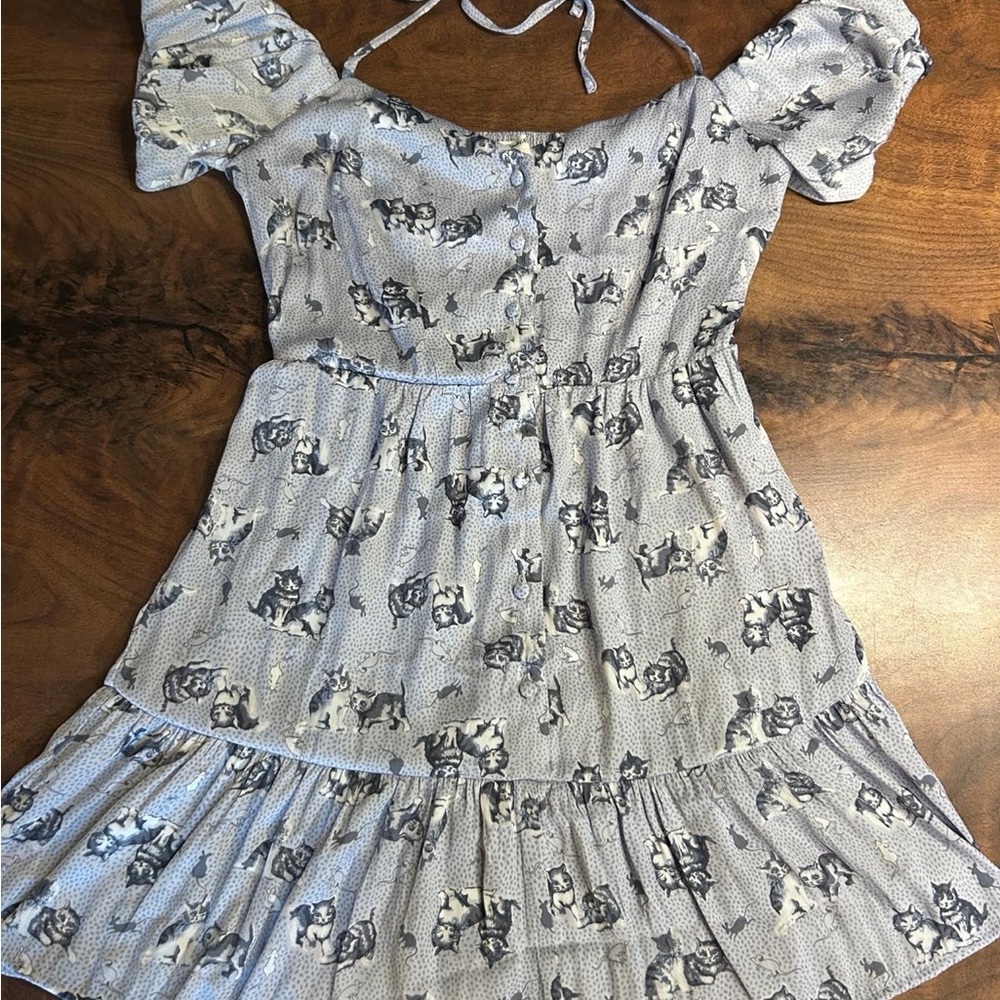Kimchi Blue Light Blue Floral-Print Mini Dress
